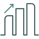 Uptrend bar graph icon.