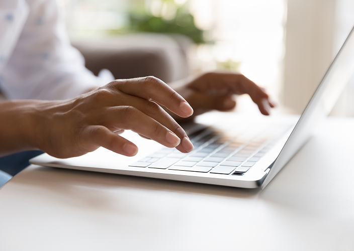 A client reviewing their taxes on their laptop.