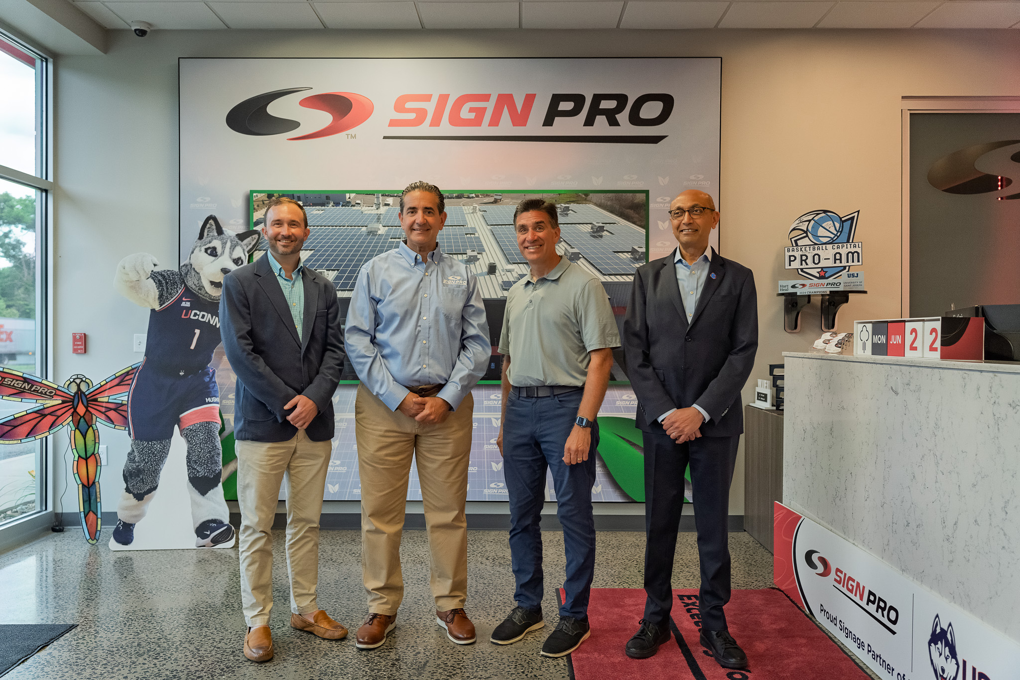 Connecticut state officials tour Sign Pro's 40,000 sq. ft. solar-powered manufacturing facility in Plantsville, CT, where custom signage is designed, fabricated, and installed in-house.