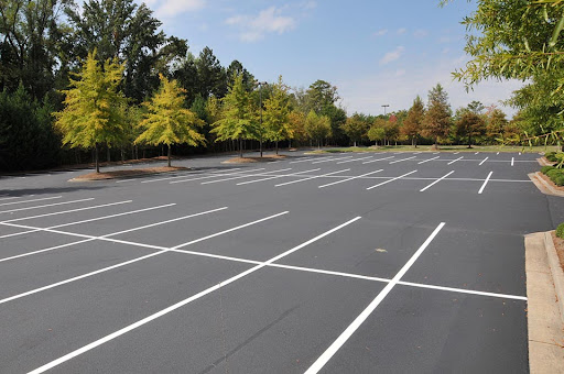 Professional parking lot striping, delivering crisp, durable lines for safe and efficient traffic flow.