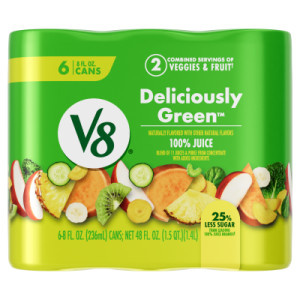 V8® Deliciously Green 100% Fruit and Vegetable Juice, 8 fl oz Can (6 Pack) featured image