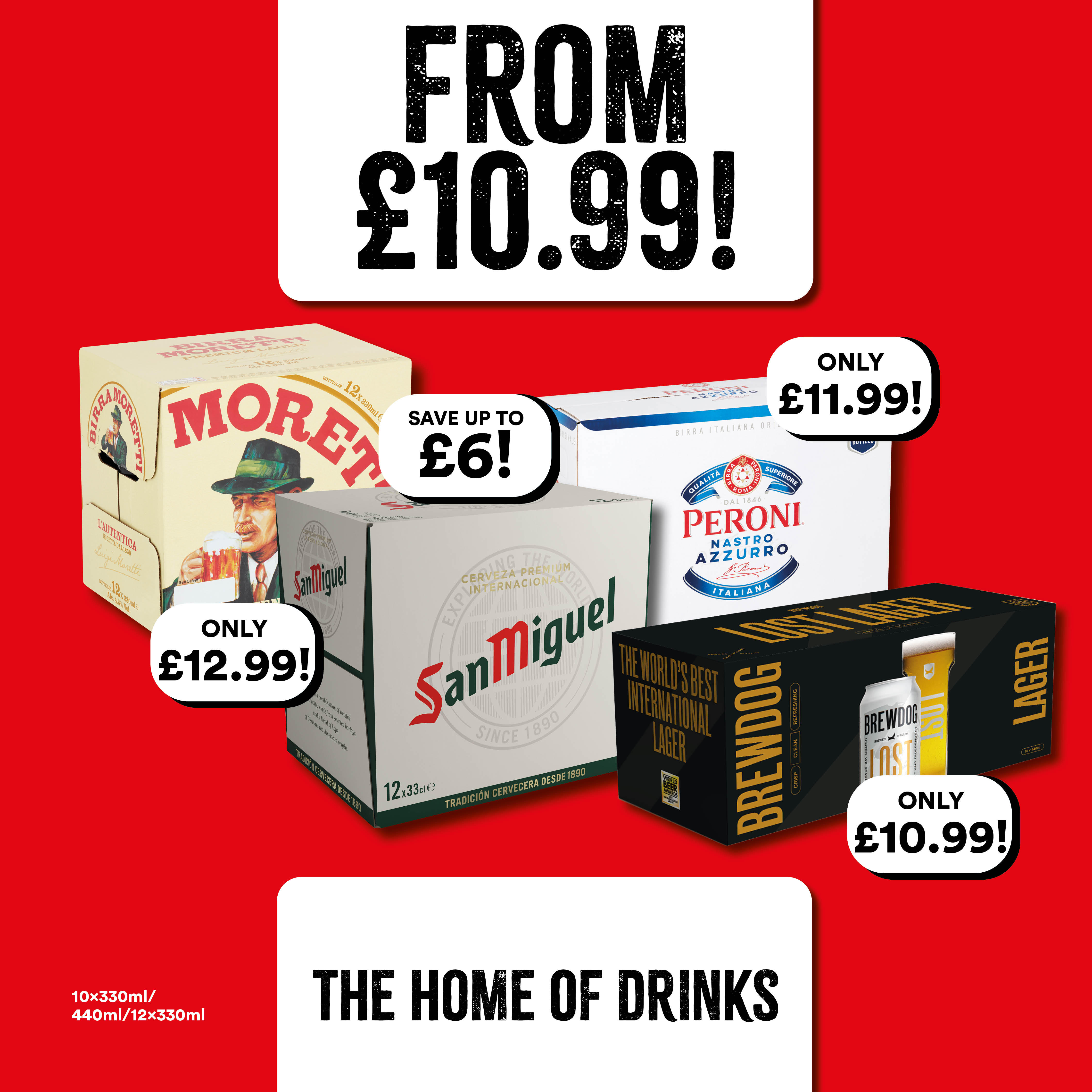 From £10.99 on 10 x 330ml/440ml & 12 x 330ml Beers Bargain Booze Newport Pagnell 01908 612653