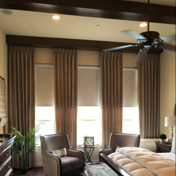 Kick back and relax with these Motorized Roller Shades and Custom Draperies by Budget Blinds of Katy & Sugar Land in Katy, TX. They add a convenient and simplistic twist to traditional window coverings. #BudgetBlindsKatySugarLand #FreeConsultation #MotorizedShades #RollerShades #CustomInspiredDrapes