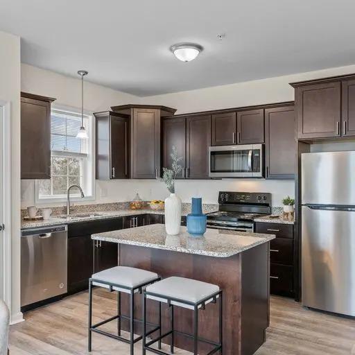 Fully Equipped Kitchen with Eat-in Island at Terraces at Shepherdstown