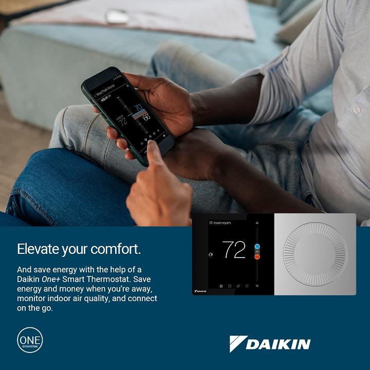 Experience the ease and comfort of controlling your home's temperature right at your fingertips with the Daikin One+ Smart Thermostat!