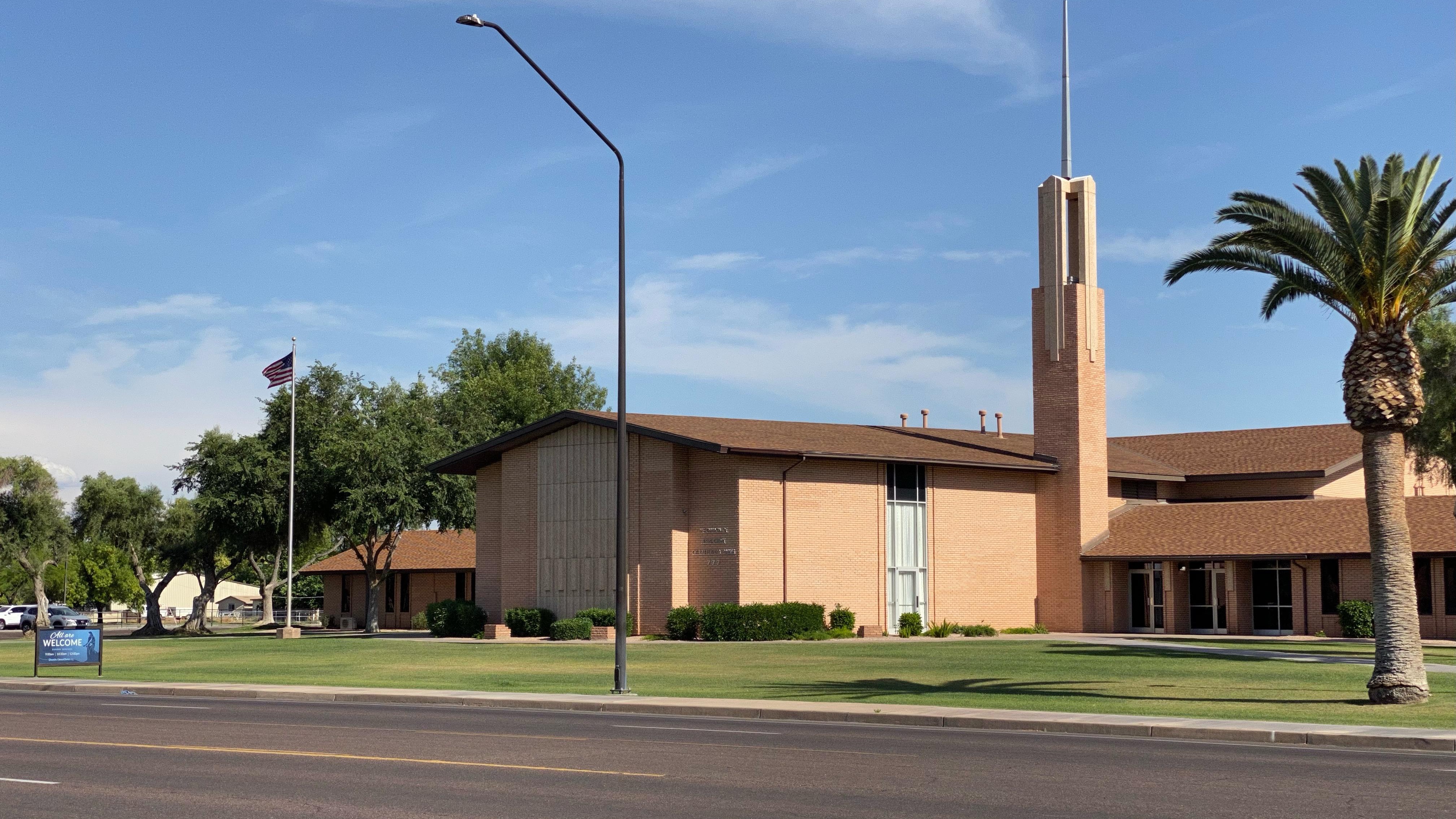 Southwest street view of the church