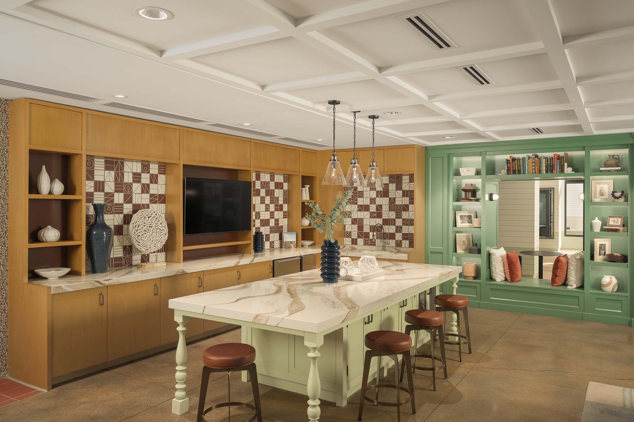 Resident lounge entertainment kitchen at Camden Gilbert apartment homes in Gilbert, AZ