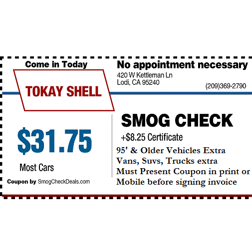 Tokay Shell Smog Check Logo