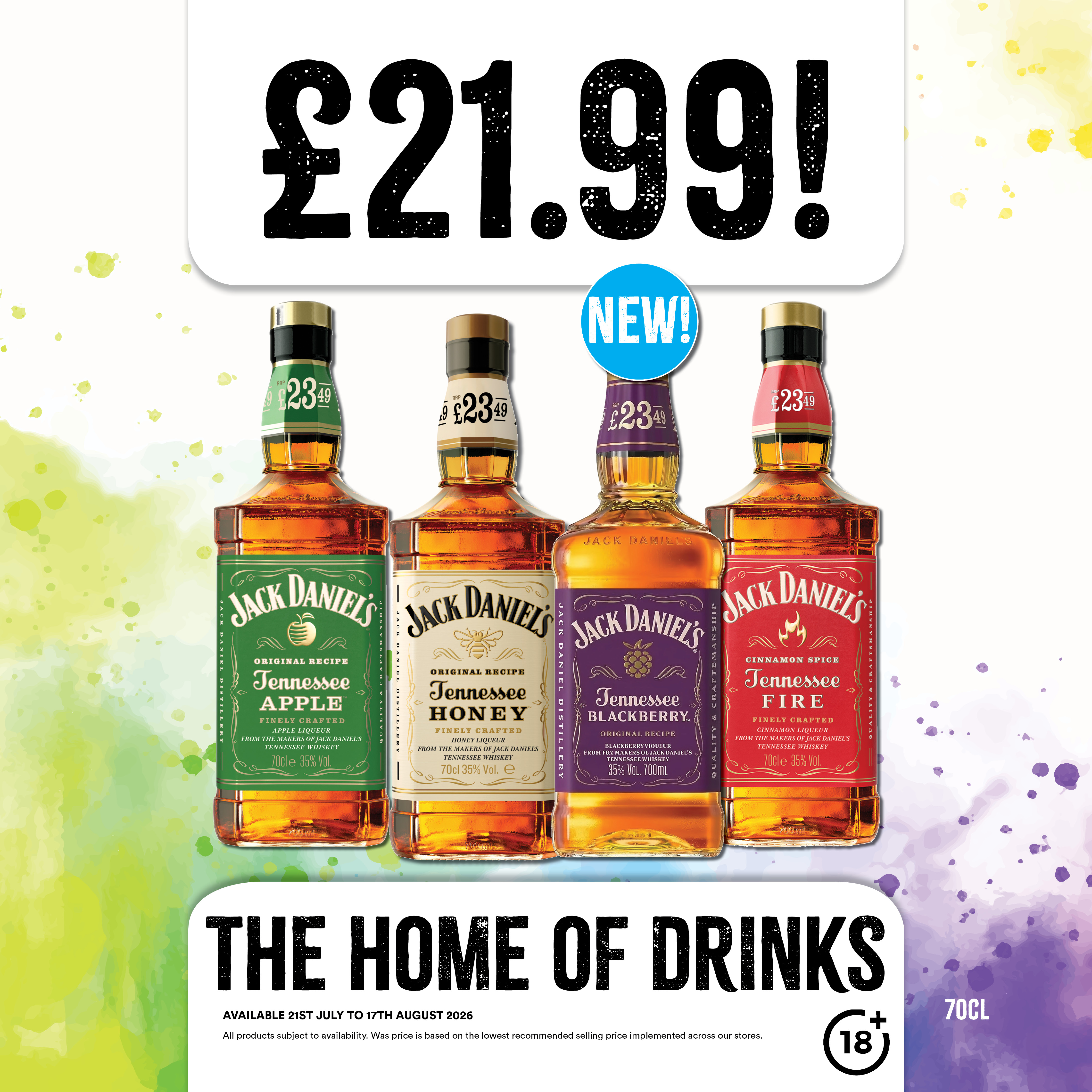 £21.99 each on Jack Daniels Flavours