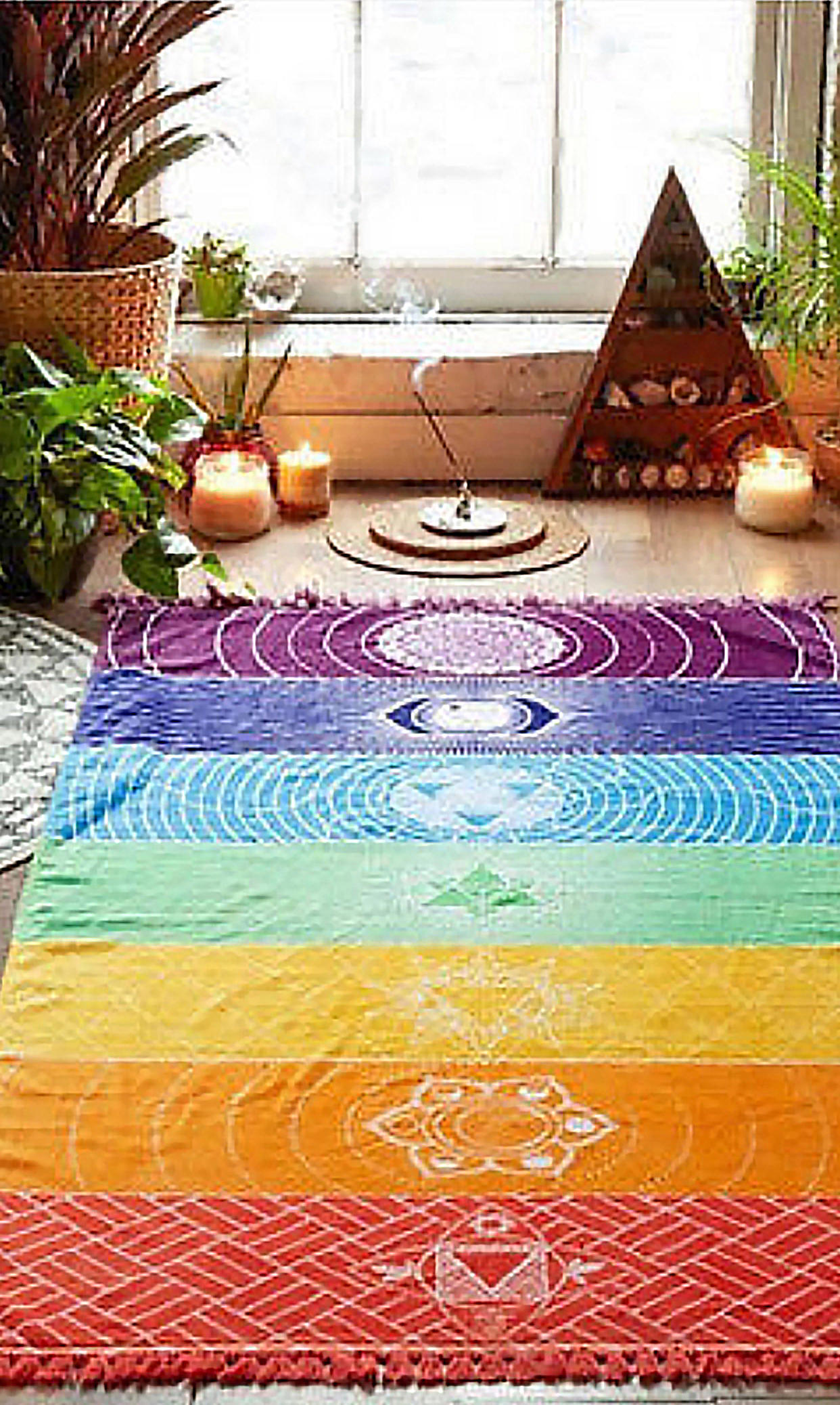 Chakra rug in meditation area