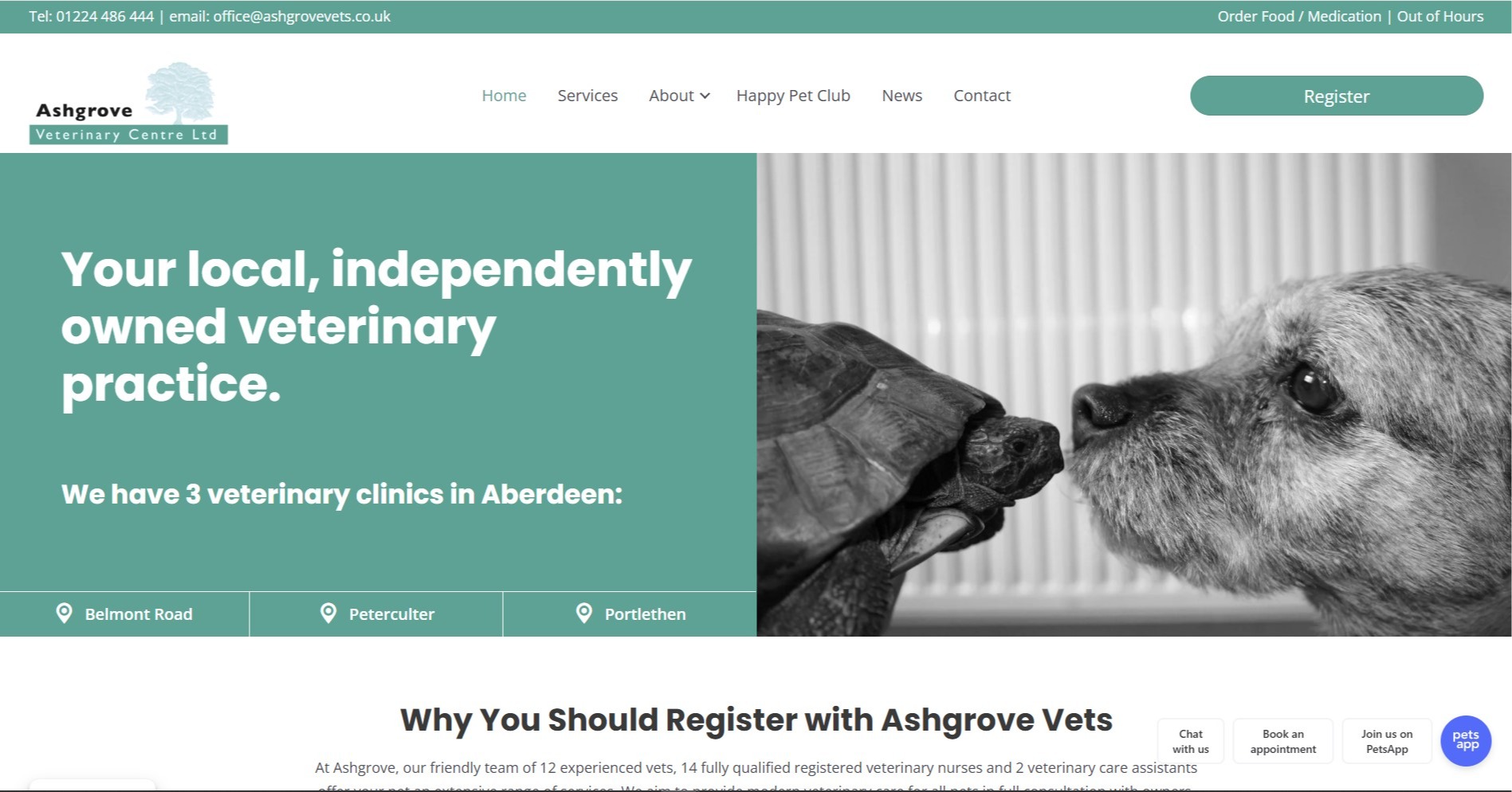 Veterinary website design and development