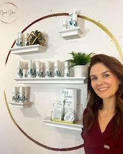 Skincare retail display at Good Skin Aesthetics.