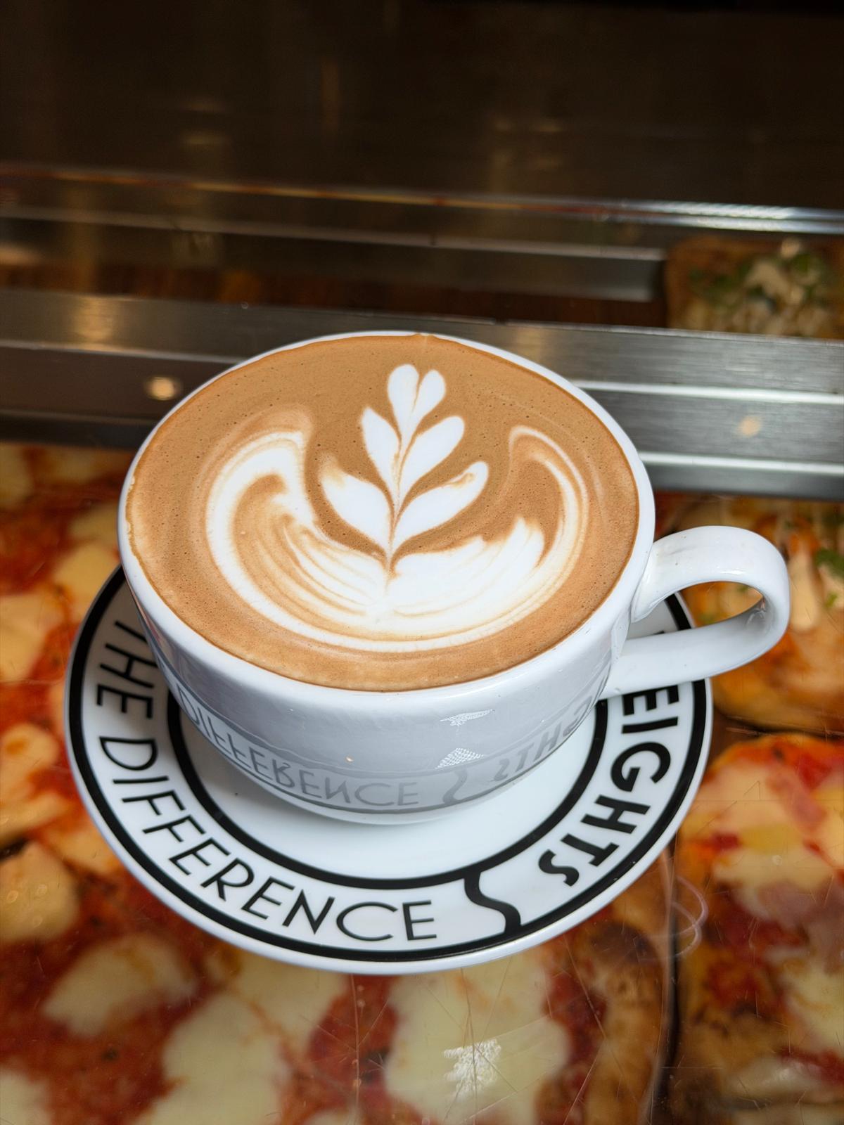 Cafe latte Tulip design in a cup to dine in