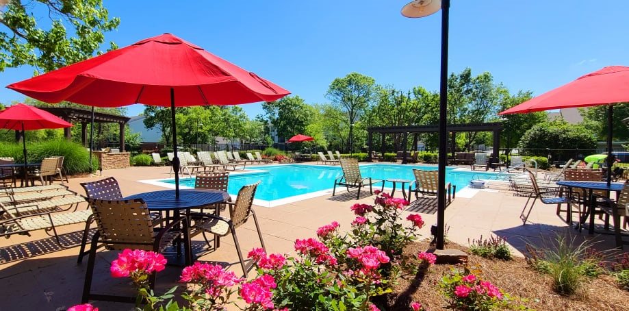 Revitalizing Pool with Relaxation Space and Seating Area at Parc 1346 Apartments