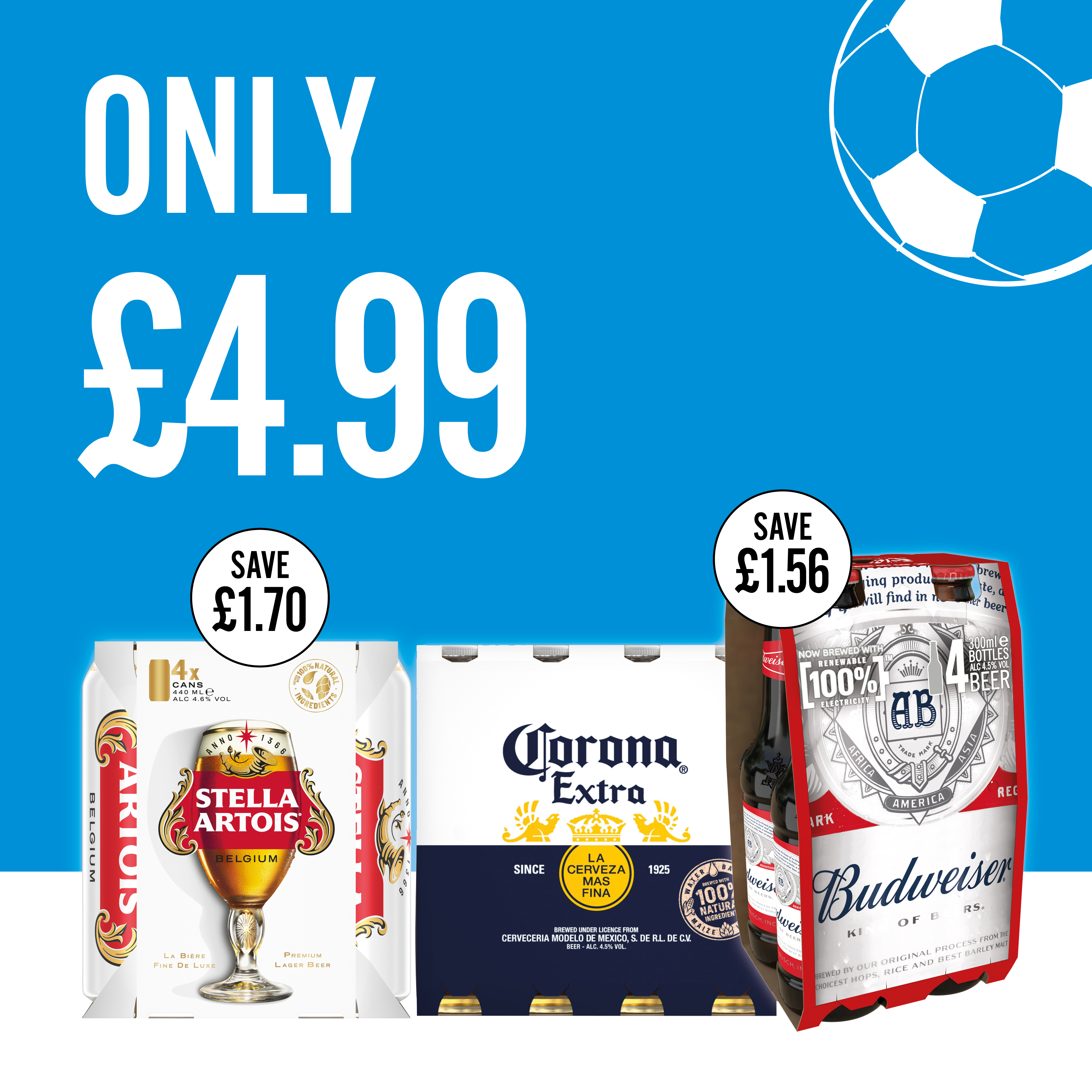 Only &pound;4.99 on selected beers packs