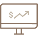 Computer with graph icon.