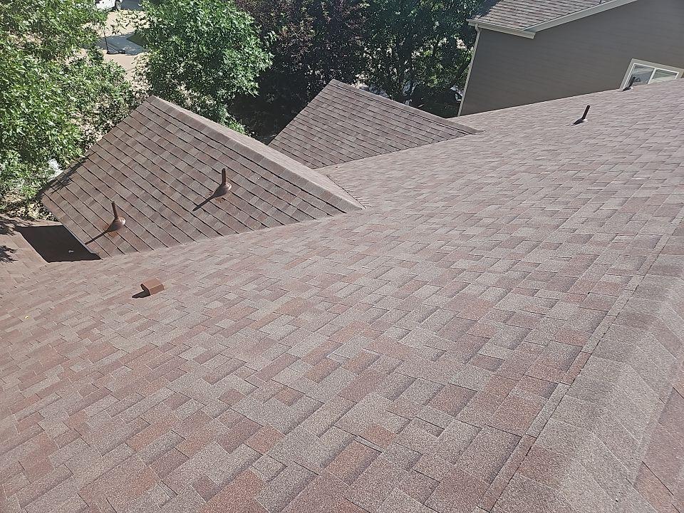 Completed roof installation. Malarkey Vista Class IV Impact Resistant Over the Top Roofing & Exteriors Fort Collins (970)235-0148