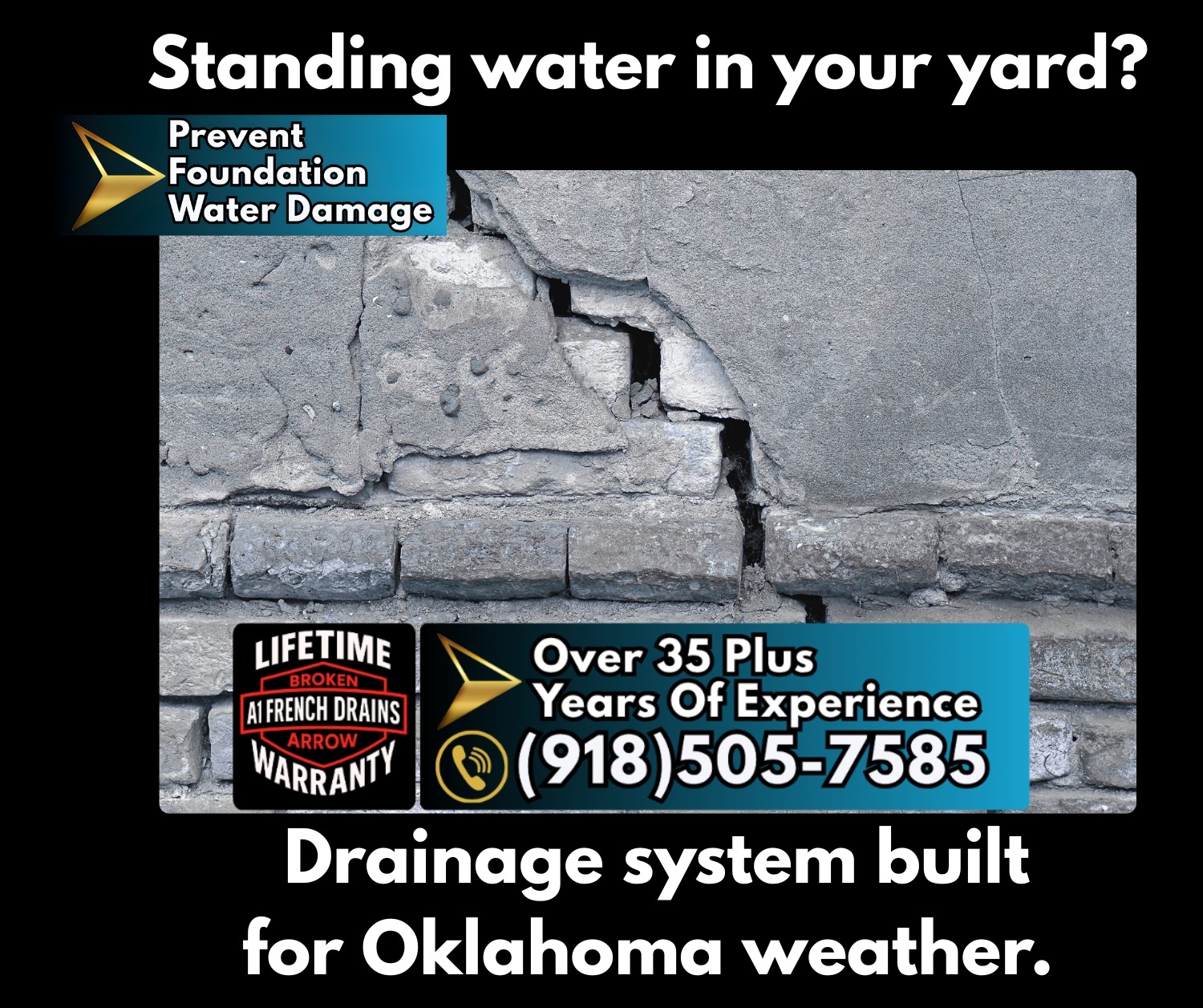 French Drains built for Oklahoma Weather. Give us a call or text us a picture of your area of concer 