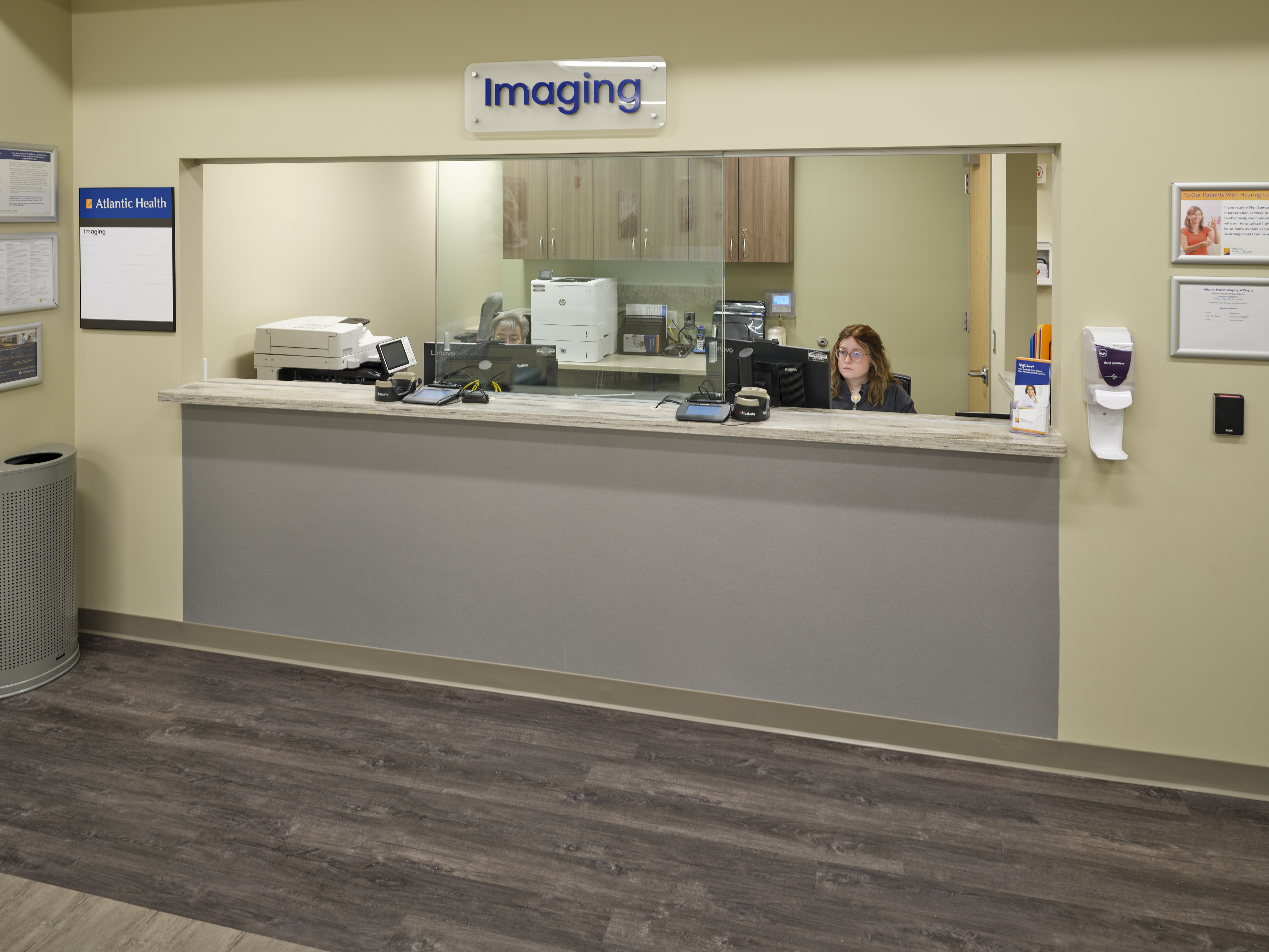 Reception desk at Atlantic Health Imaging Services at Wayne