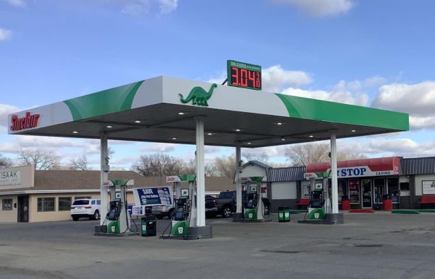 Sinclair Gas Station canopy with gas pumps