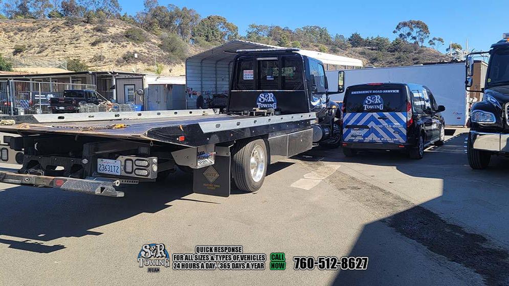 Our fleet of trucks and highly trained operators are ready to go 24/7 give us a call and let us put your mind at ease. S & R Towing Inc - 3568 CA-78, Julian, CA 92036 - Call us at 760-547-1719