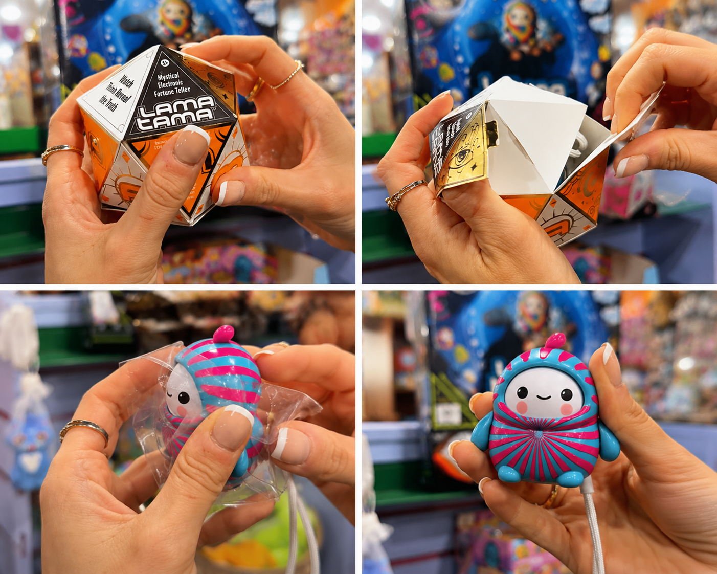 Discover the fun of Lama Tama at Toys Unique! Dallas. These interactive mystery electronic fortune teller companions bring surprises with every box, making them a favorite collectible for kids and adults alike. Pick your own Lama Tama and enjoy chatting, collecting, and discovering each character's unique personality. Available in-store for $14.99 while supplies last.