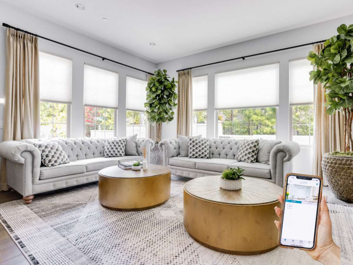 Reduce energy costs with our Smart Home Collection motorized window treatments. They automatically adjust to light and temperature, providing both comfort and savings.