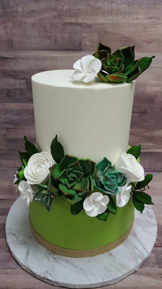 Modern custom wedding cake. 