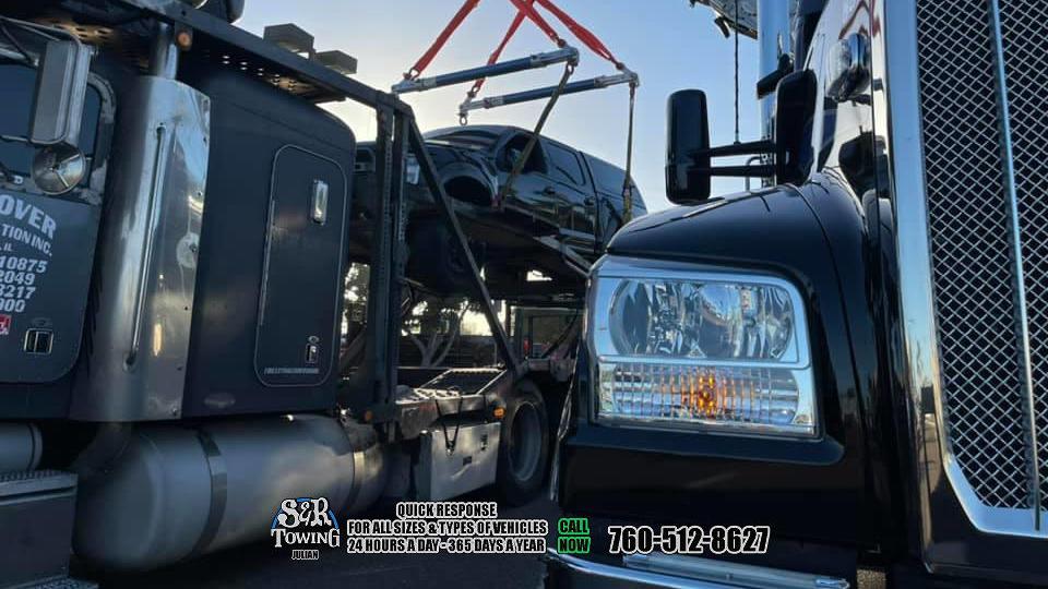 Our fleet of trucks and highly trained operators are ready to go 24/7 give us a call and let us put your mind at ease. S & R Towing Inc - 3568 CA-78, Julian, CA 92036 - Call us at 760-547-1719