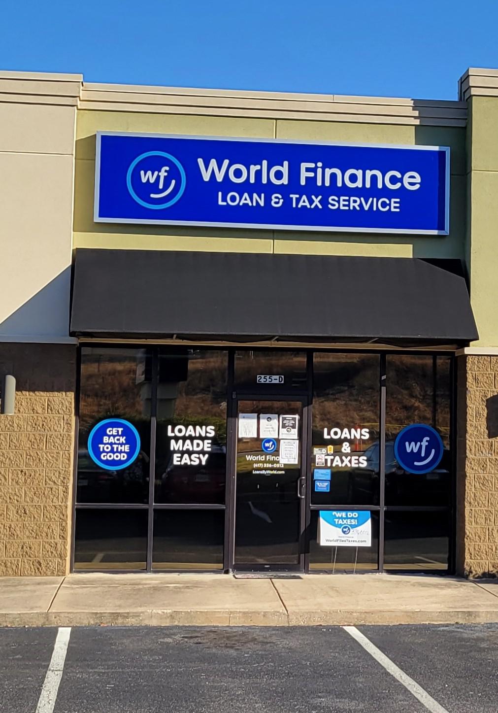 Front of Branch- Straight View World Finance Hollister (417)336-0512
