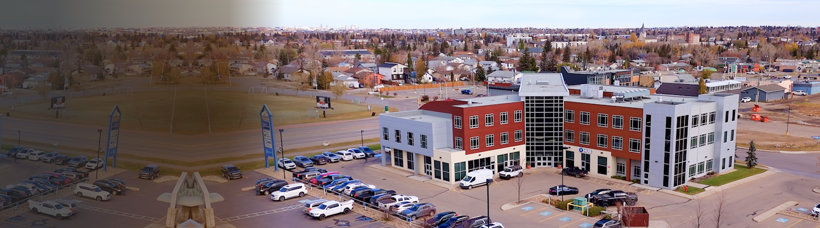 Aerial view of the Chrenek Dion & Associates office building.