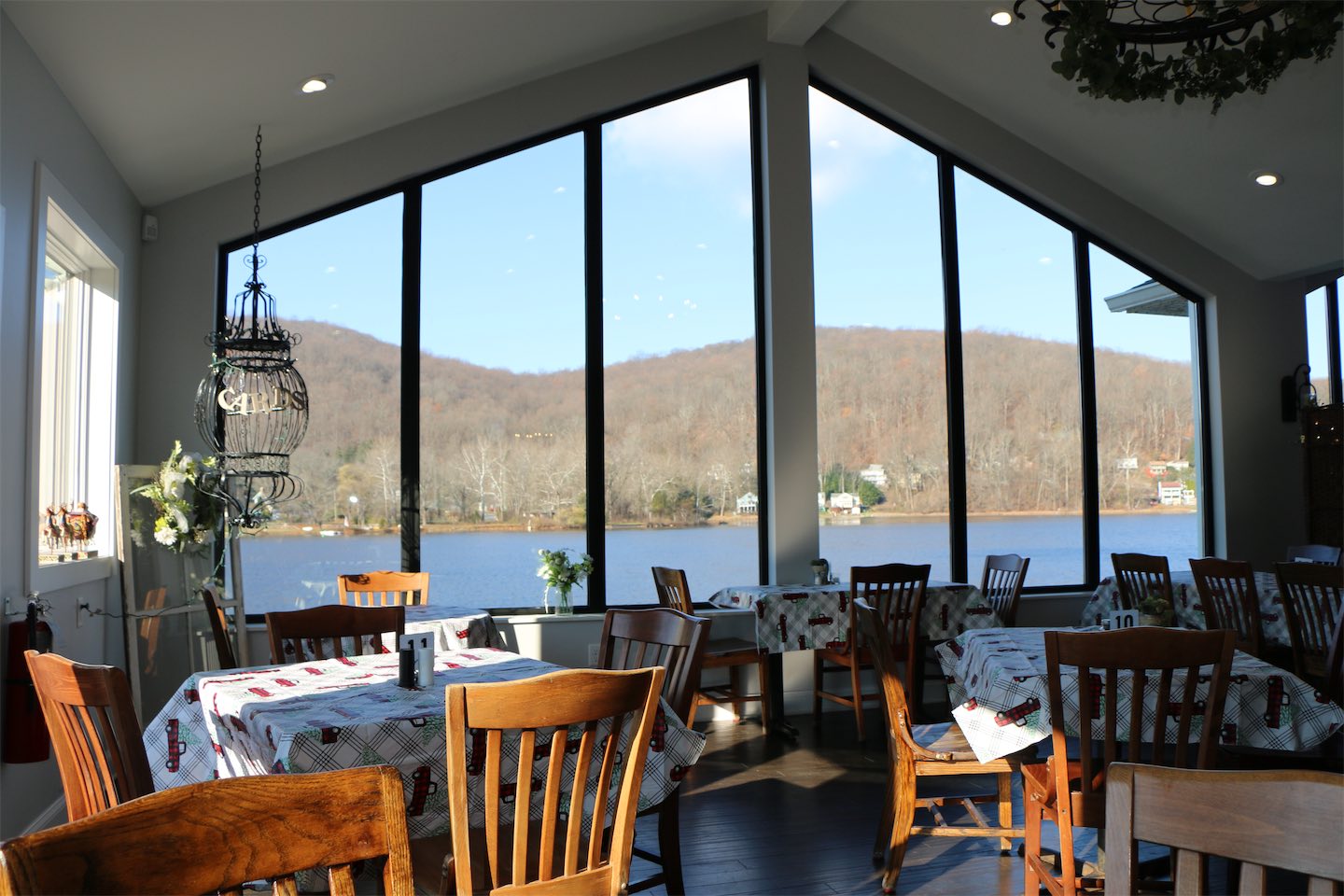 Inside dining overlooking Mountain Lake