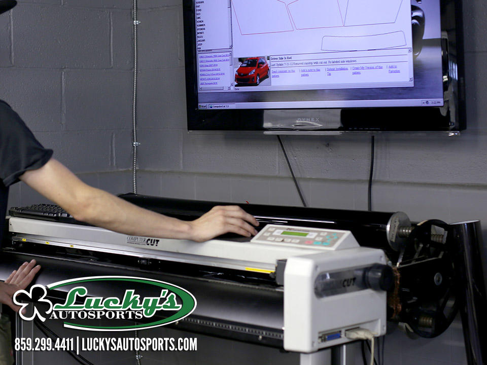 Lucky's Autosports use computer cut technology to cut all window film before applying it to your vehicle for precision.