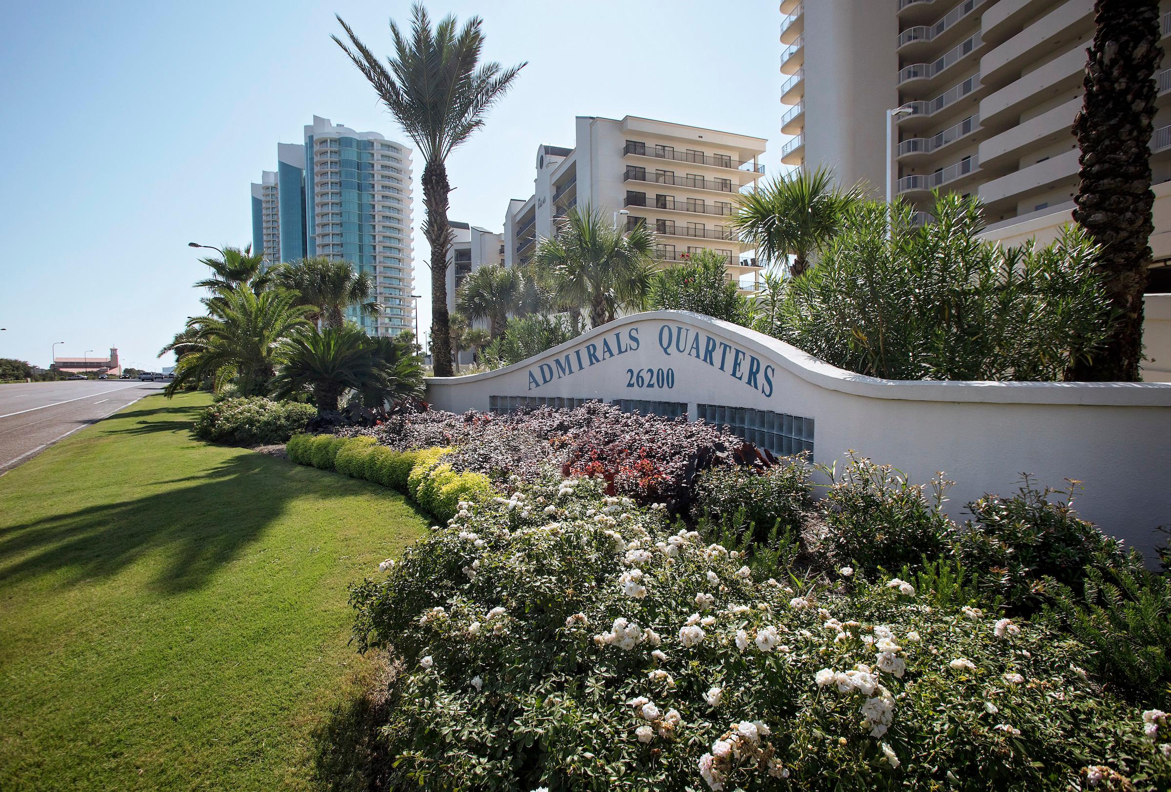 JubileeScape Commercial Landscape Maintenance at the Admirals Quarters in Gulf Shores - one of several condominium properties we provide with year-round grounds maintenance and seasonal color.