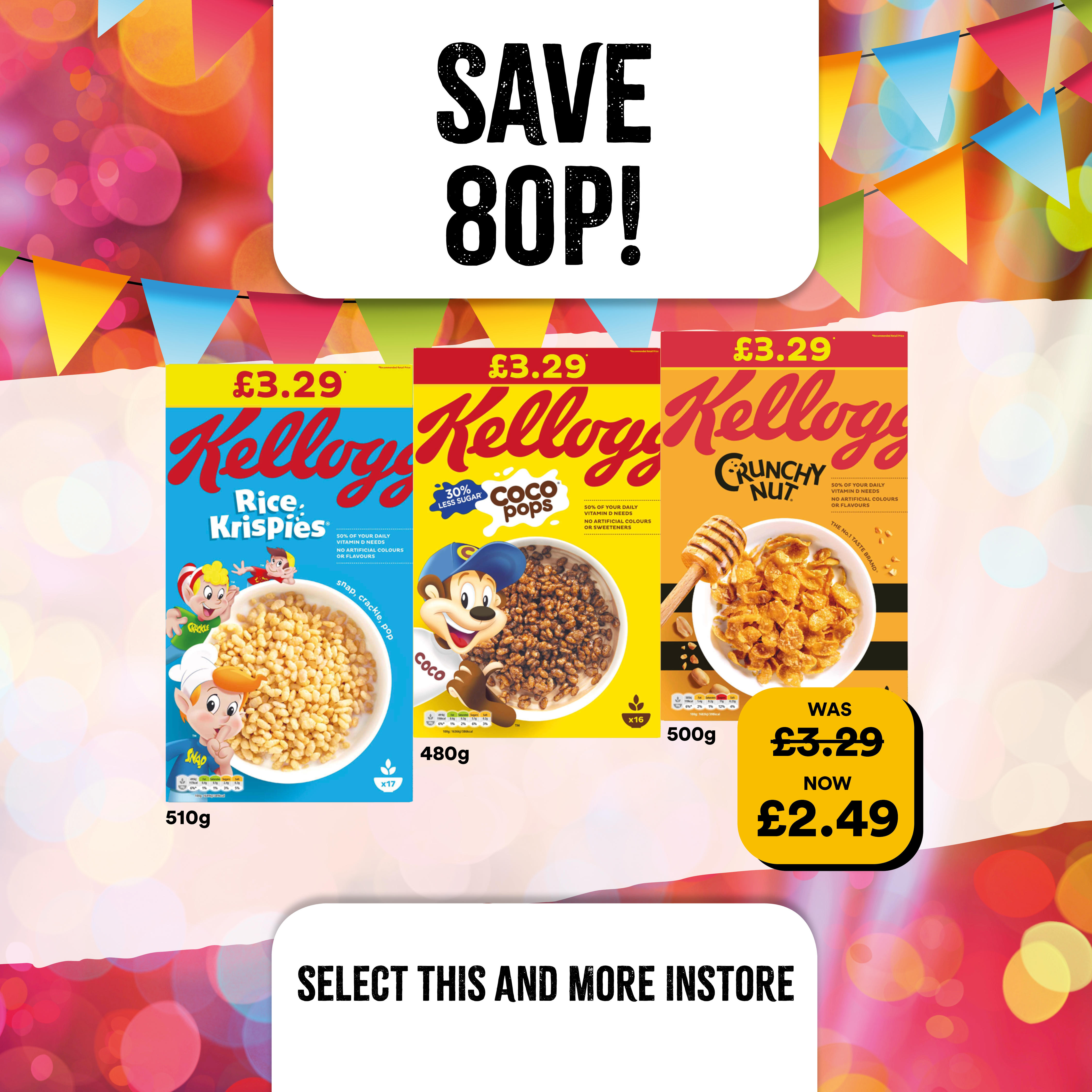 kelloggs cereal save 80p Select Convenience Huddersfield 01484 541193