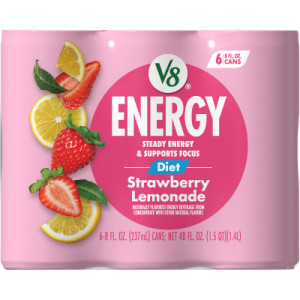 V8 +Energy® Diet Strawberry Lemonade Juice Energy Drink, 8 fl oz Can (24 Pack) featured image
