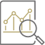 Magnifying glass with graph icon.