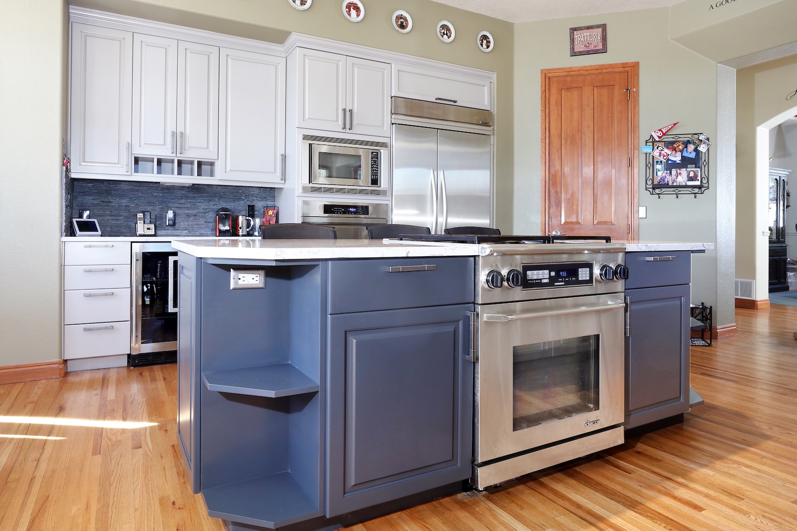 painting kitchen cabinets and island in a two-tone style