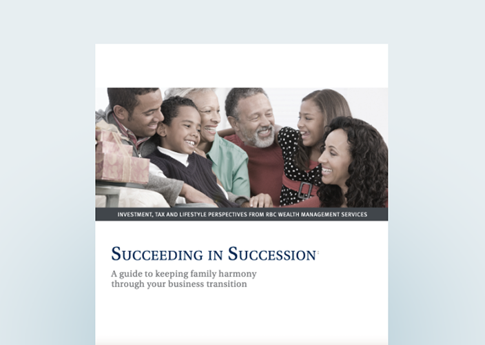 Cover of the Succeeding in Succession guide featuring a multigenerational family.