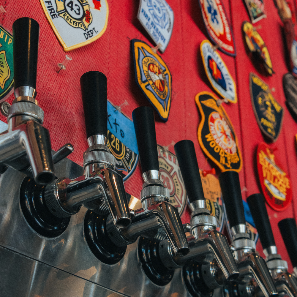 The tap wall at Station 26 features a rotating selection of award-winning beers and seasonal release 