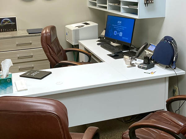 Interior photo of second consultation office for AudioNova hearing clinic in Anderson, IN