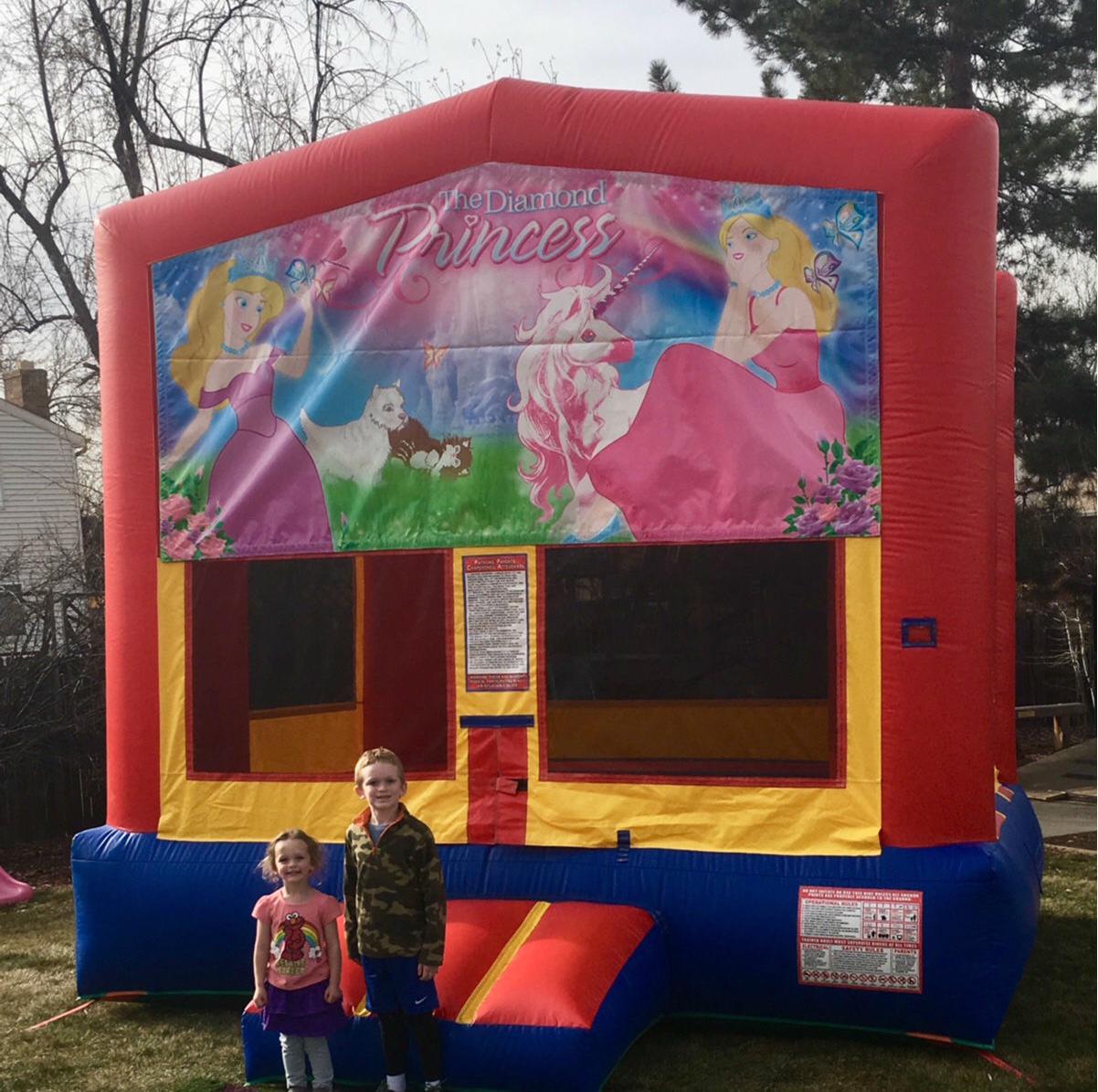 The big house, bouncy castle with princess theme.