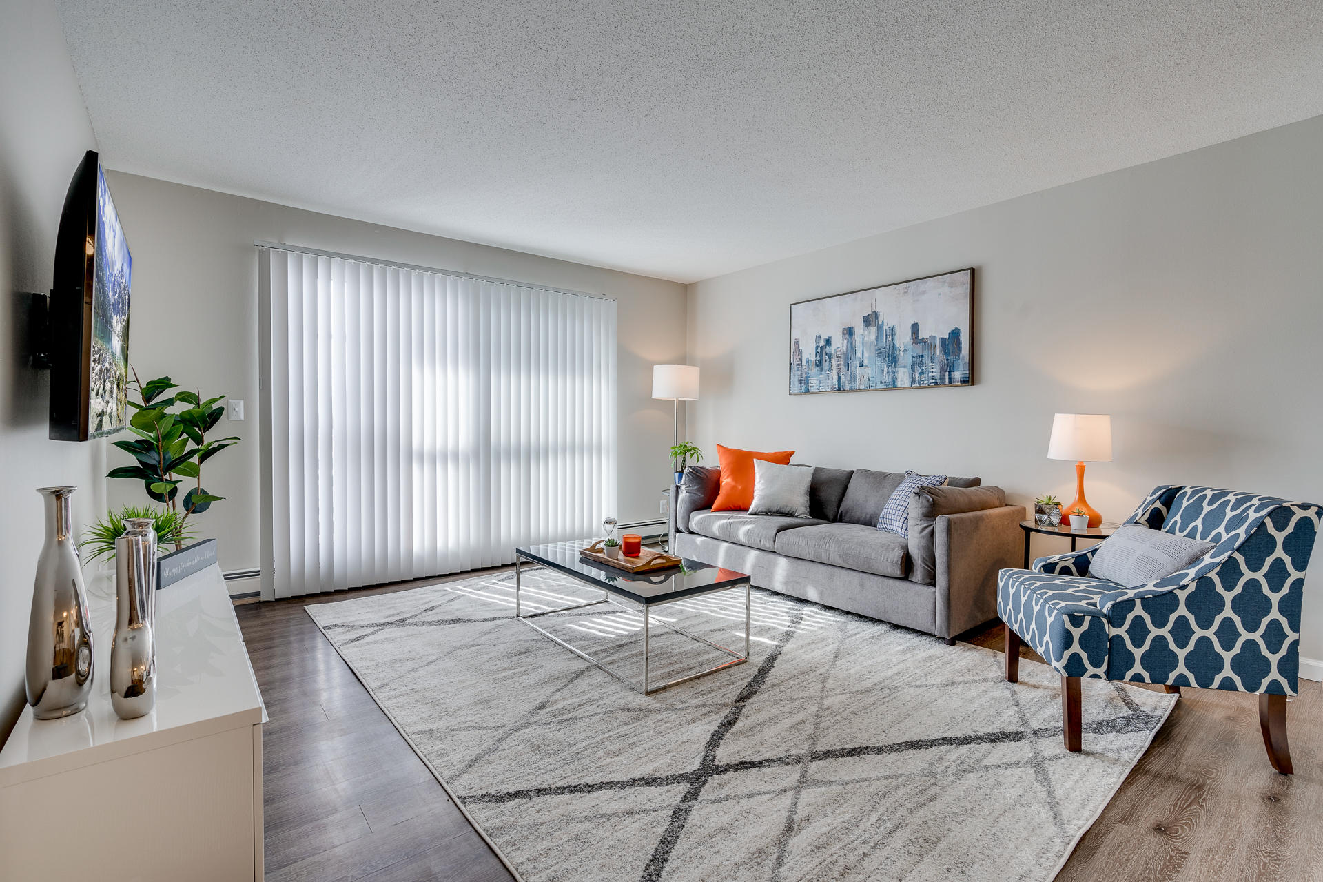 Living Room With Wood-Style Flooring