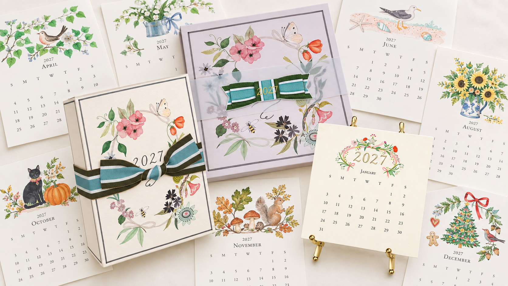 Shop 2027 Karen Adams calendars and refills at Lizzy G's Fine Gifts, featuring charming watercolor a 