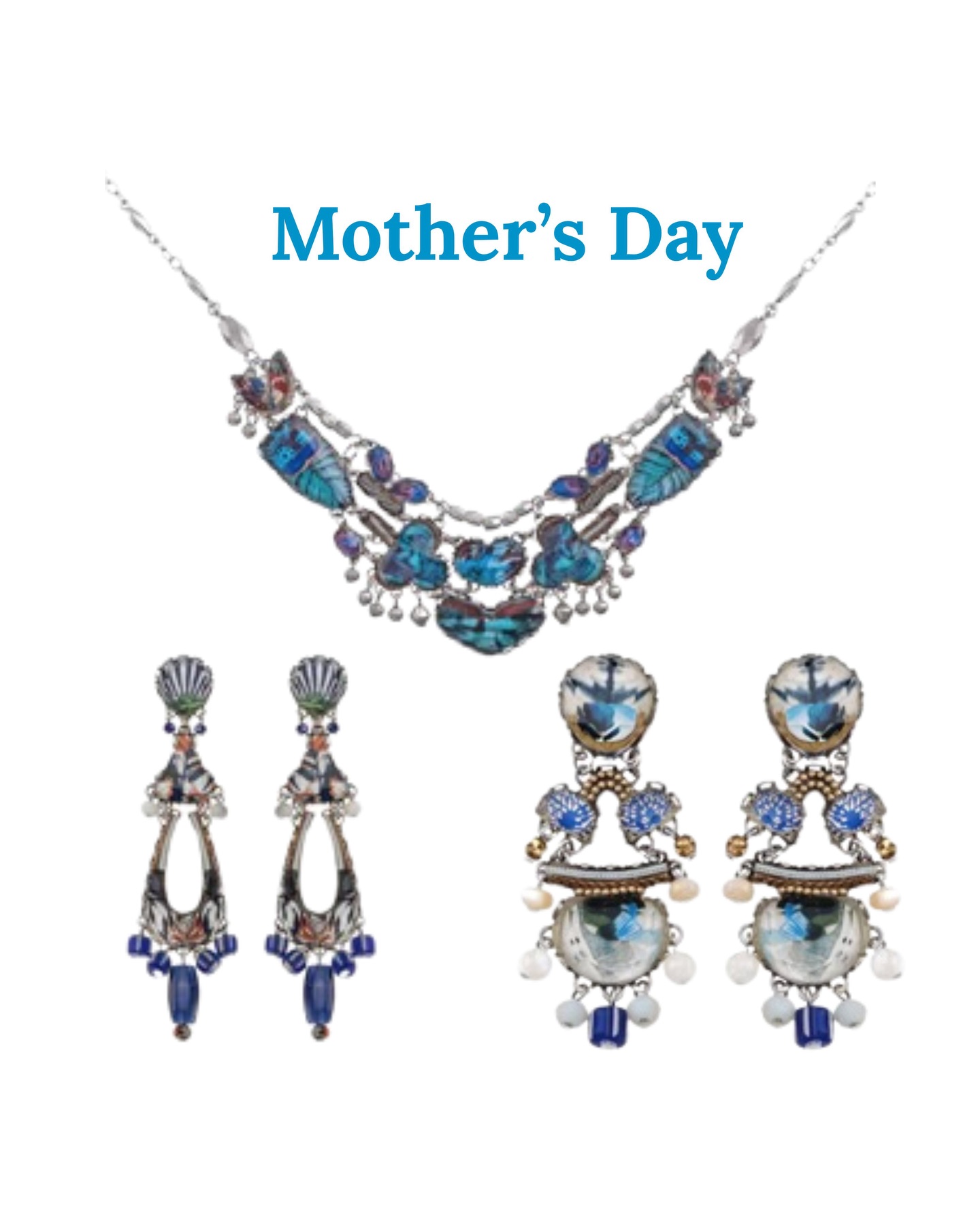 Ayala Bar jewelry has a striking blend of color and detail, featuring beautiful fabric and glass beads that make it a standout piece for any occasion