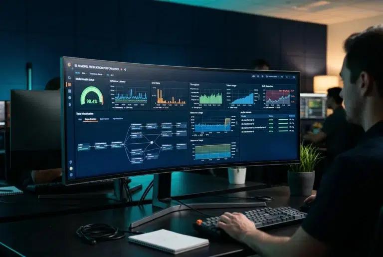 An employee is watching on some graphs.