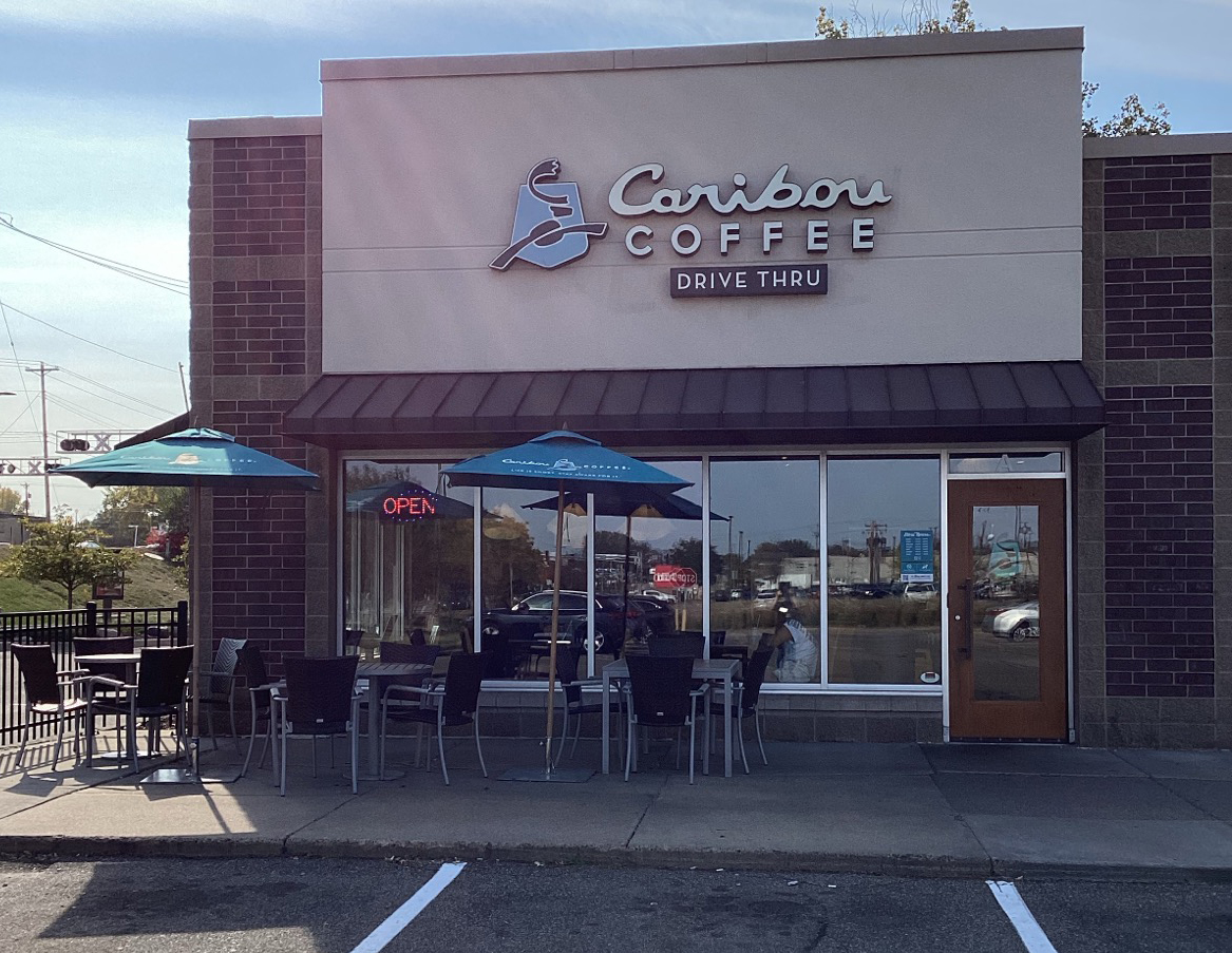 Storefront of the Caribou Coffee at 3673 Lexington Avenue North in Arden Hills