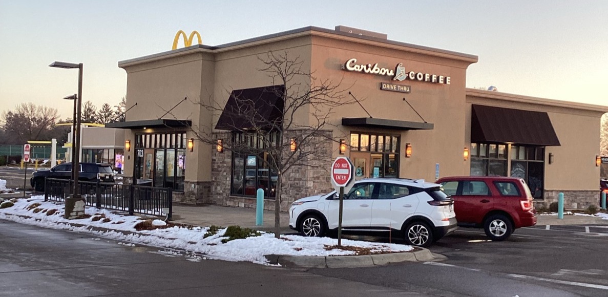 Storefront of the Caribou Coffee at 703 Northland Drive in Princeton