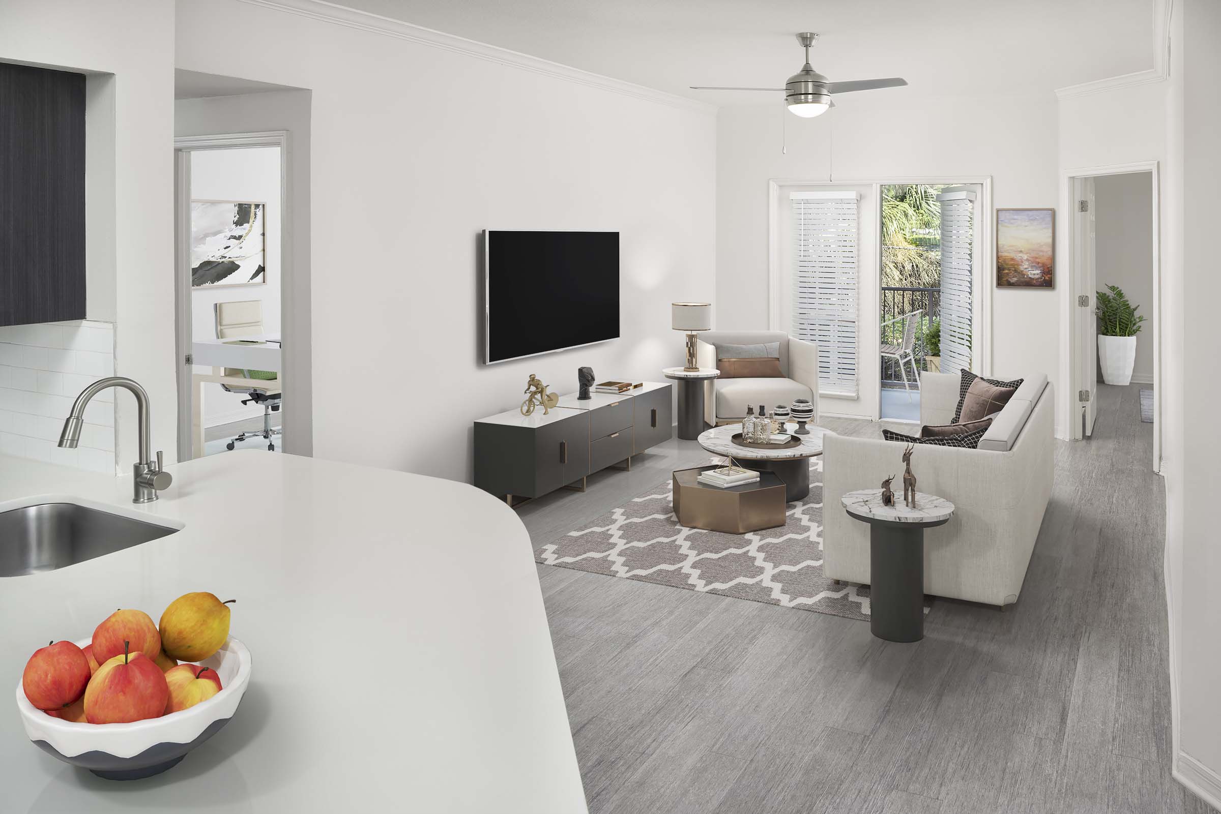 First-floor apartment home with wood-look flooring throughout at Camden Lee Vista in Orlando, FL