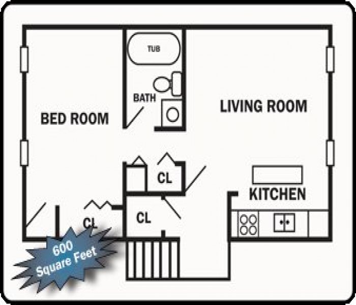 1633 on the Park 1 Bedroom Floor Plan